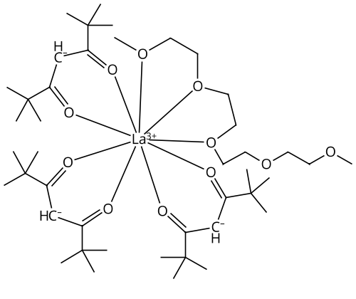 Tris(2,2,6,6-tetramethyl-3,5-heptanedionato)lanthanum(III) tetraglyme adduct (99.9%-La) (REO) - CAS:151139-14-9 - (TMHD)3La tetraglyme adduct